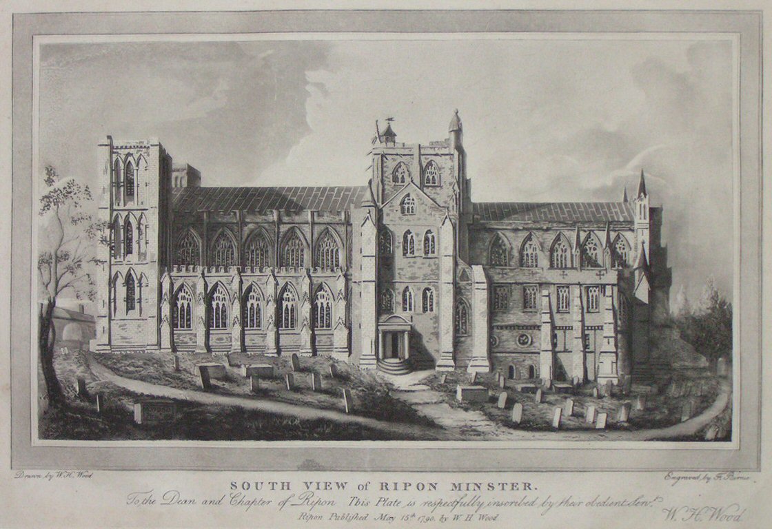 Aquatint - South View of Ripon Minster - Birnie